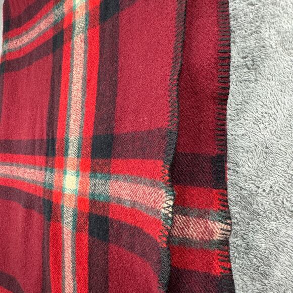 Vintage Eddie Bauer Home Red Green Tartan Plaid Blanket 100% Wool 90"x74" USA - Picture 4 of 4